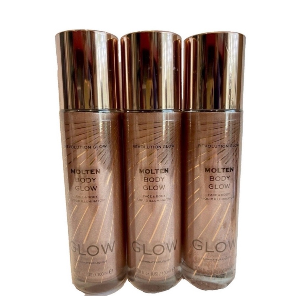 NWT Revolution Molten Body Glow Face & Body Liquid Illuminator 3pk - Rose Gold